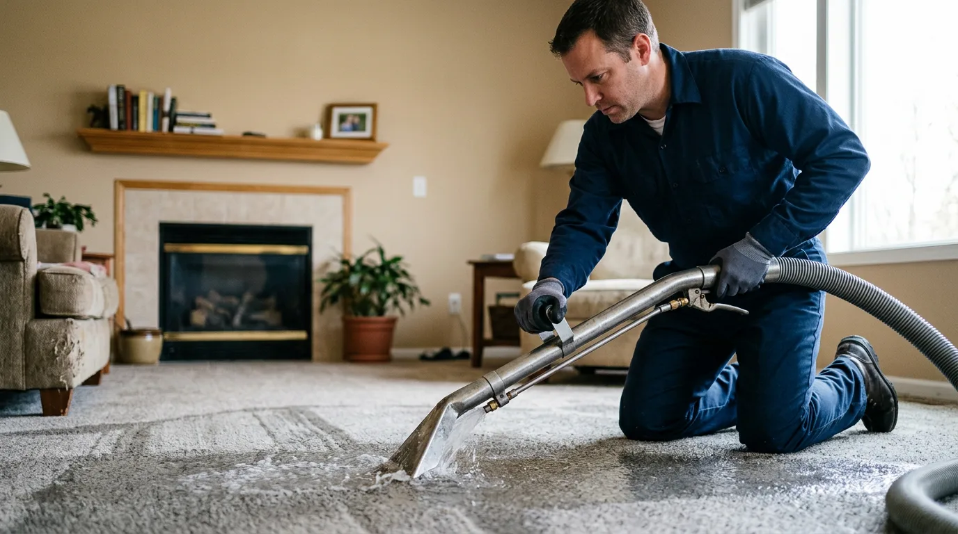 Water damage restoration technician working near Cromwell, KY